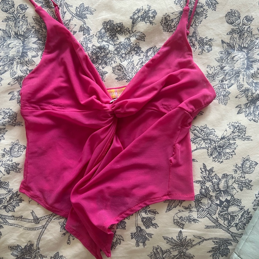 Urban Outfitters Pink Mesh Crop Top